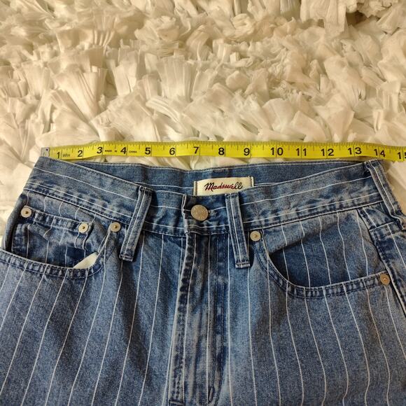 MADEWELL THE PERFECT VINTAGE CROP JEAN WOMEN 26 RETRO STRIPED BLUE WHITE DENIM - Picture 11 of 15